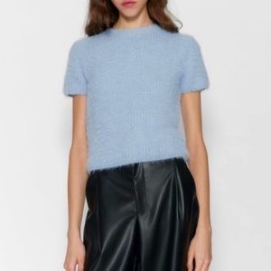 ZARA Faux Fur Knit Crop Top